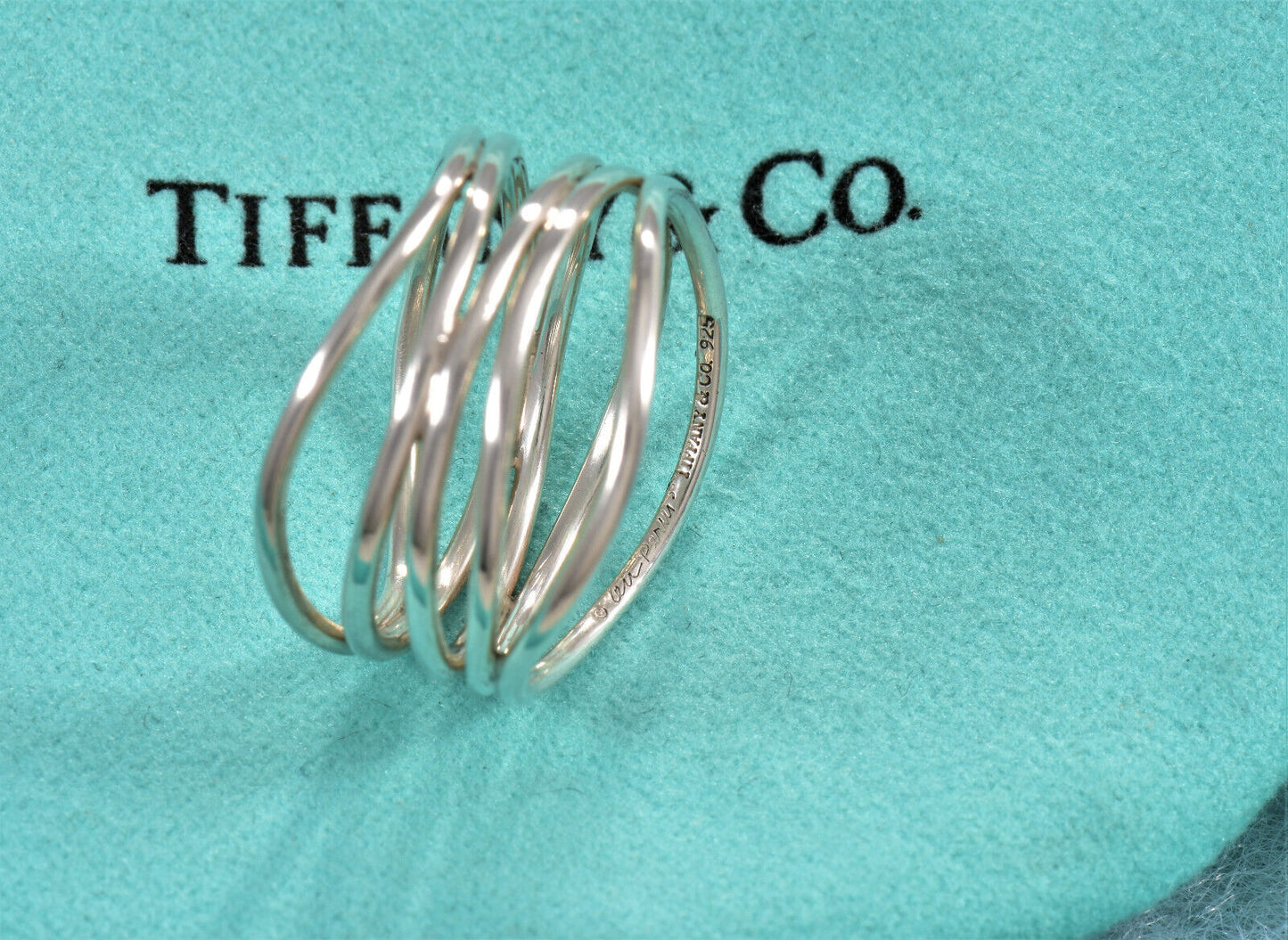 Tiffany & Co Silver Elsa Peretti Five Row Wide Ring Size 6.5 in Box Pouch Lovely