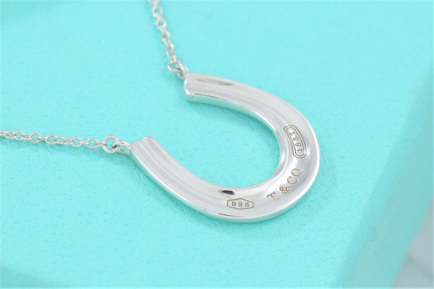 Tiffany & Co Sterling Silver 1837 Horseshoe Pendant 18" Necklace in Pouch Rare