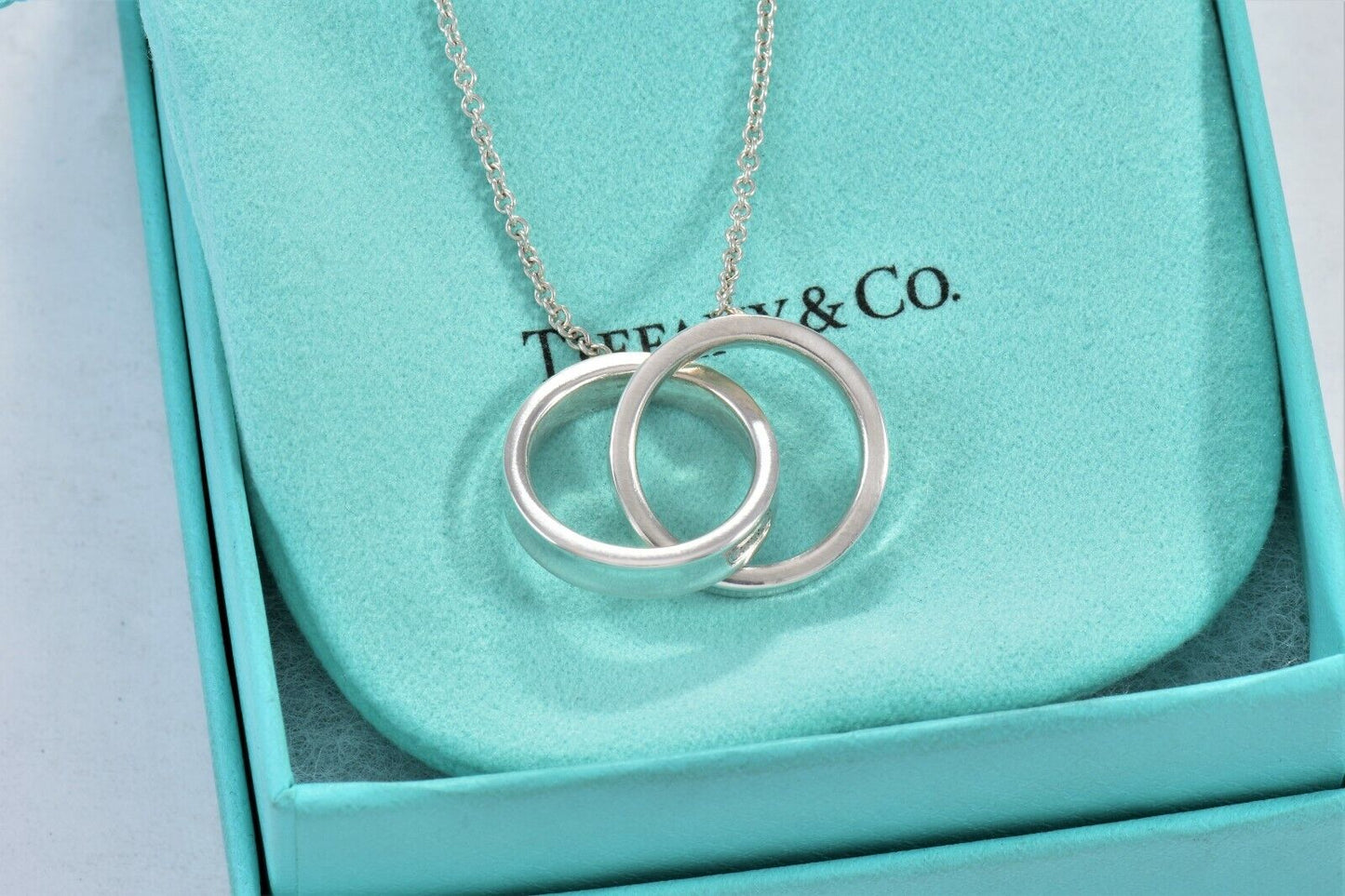 Tiffany & Co Silver Large 1837 Interlocking Circles 20" Necklace in Box Pouch