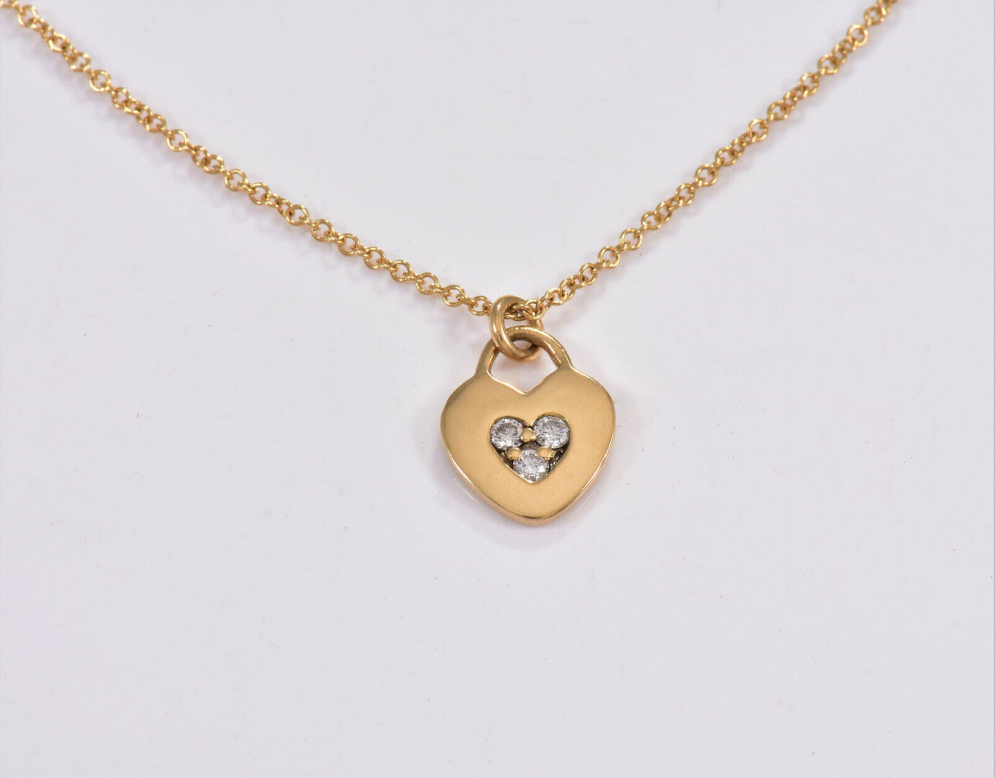 Tiffany & Co Diamond 18k Yellow Gold Heart Pendant 20.5" Necklace in Box Pouch