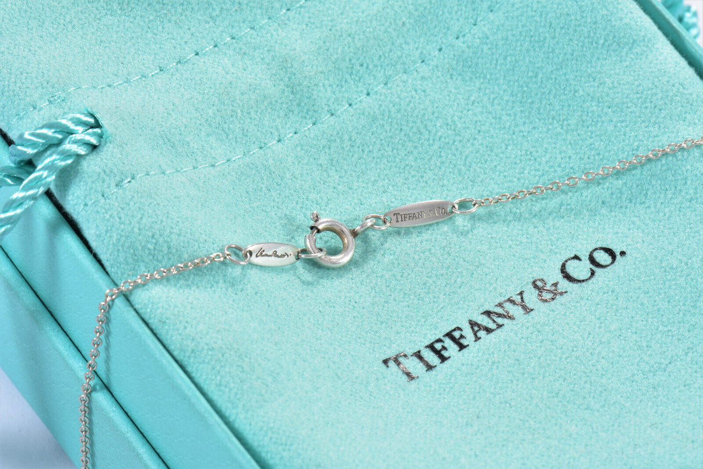 Tiffany & Co Silver Elsa Peretti 22mm Medium Open Heart 16" Chain Necklace