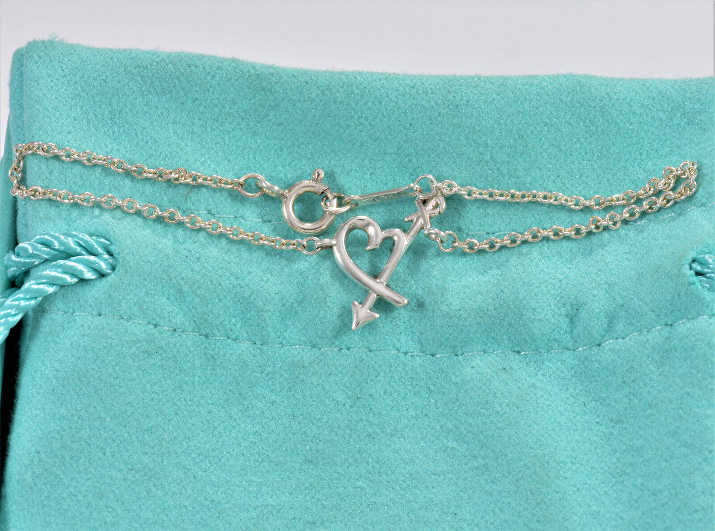 Tiffany & Co Silver Paloma Picasso Loving Heart Arrow 6" Small Chain Bracelet