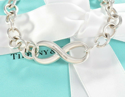 Tiffany & Co Silver Infinity Large Heavy 10mm Chain Link Necklace Box Pouch Rare