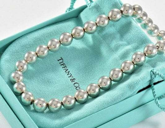 Tiffany & Co HardWear Sterling Silver 10mm Bead Ball 18.25'' Necklace in Pouch