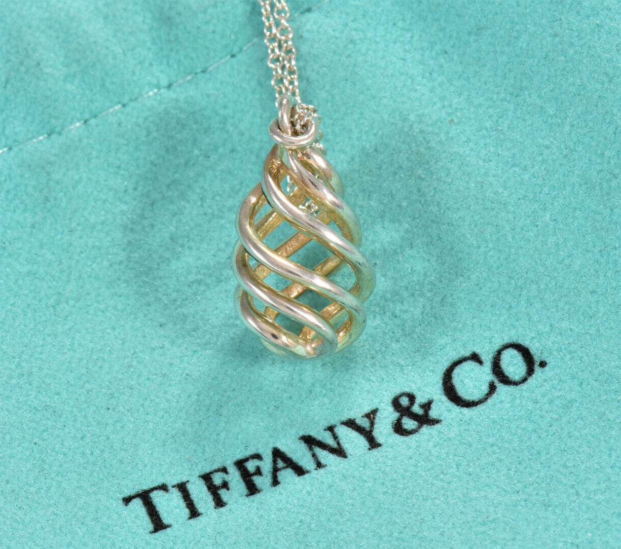 Tiffany & Co Silver Paloma Picasso Venezia Luce Pendant 16.25" Necklace Swirl