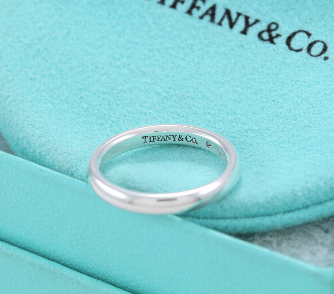 Tiffany & Co Sterling Silver Elsa Peretti Diamond Stack Ring Size 7.5 in Pouch