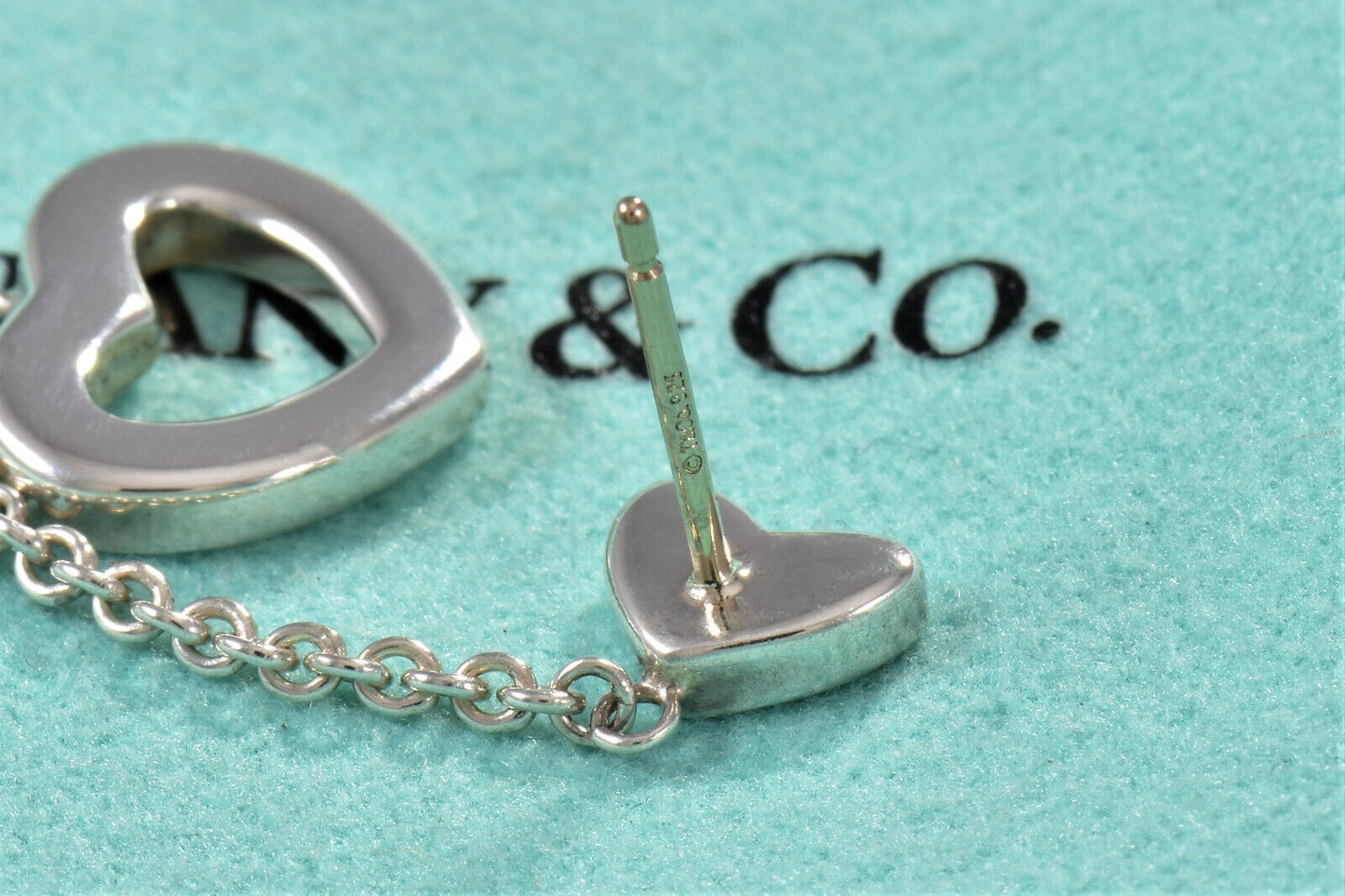 Tiffany & Co Silver Heart Drop Lariat Dangle Earrings Only Lovely