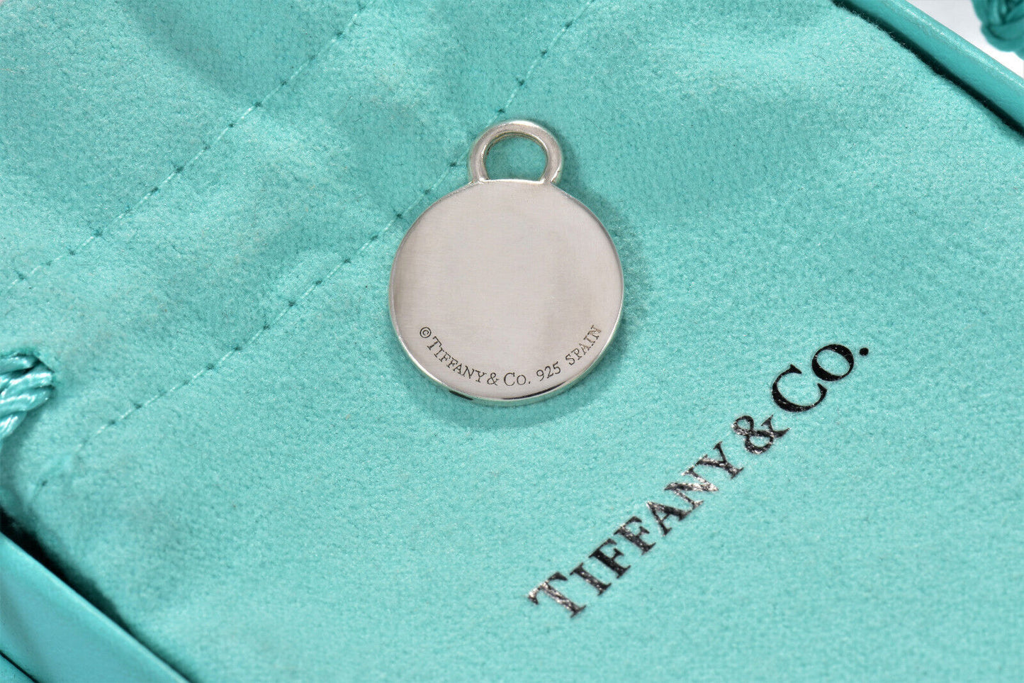 Tiffany & Co Silver Blue Enamel 1837 Circle Charm Pendant For Necklace Bracelet