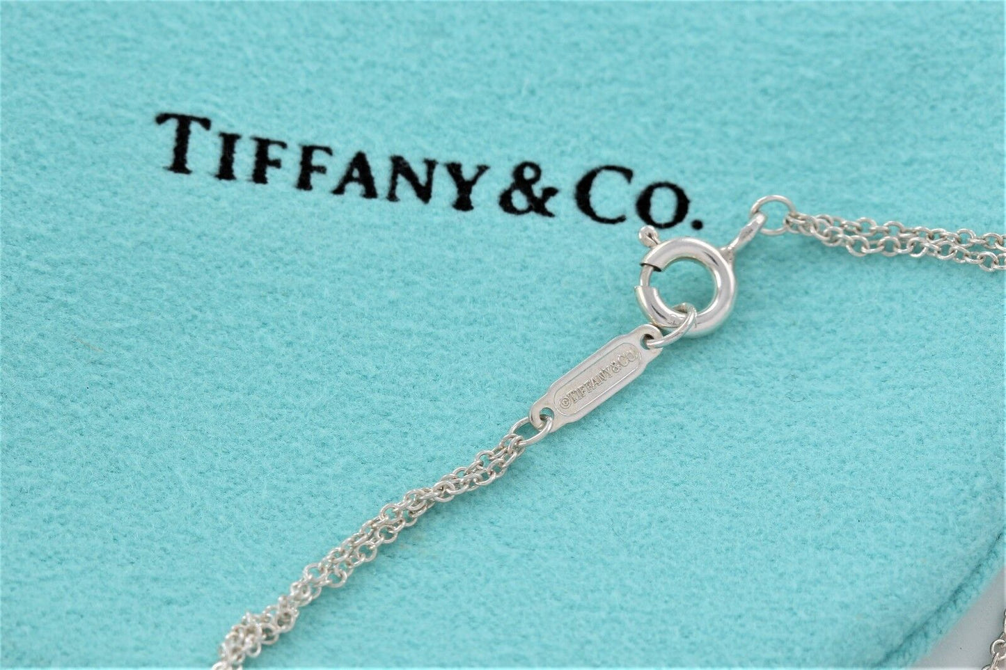 Please Return to Tiffany & Co Rubedo Heart Charm Double Chain 6.75" Bracelet