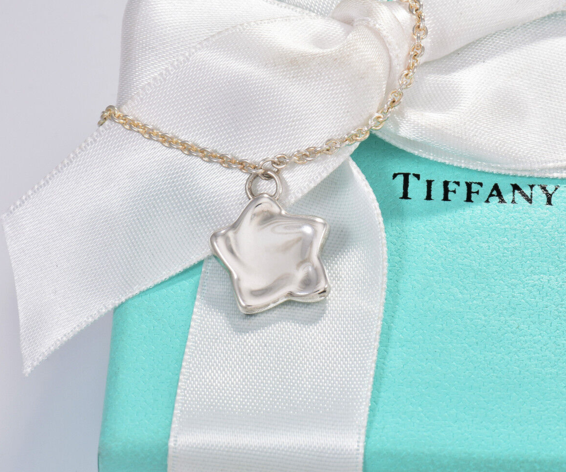 Tiffany & Co Silver Elsa Peretti Star Charm 7.26" Chain Bracelet in Pouch Rare