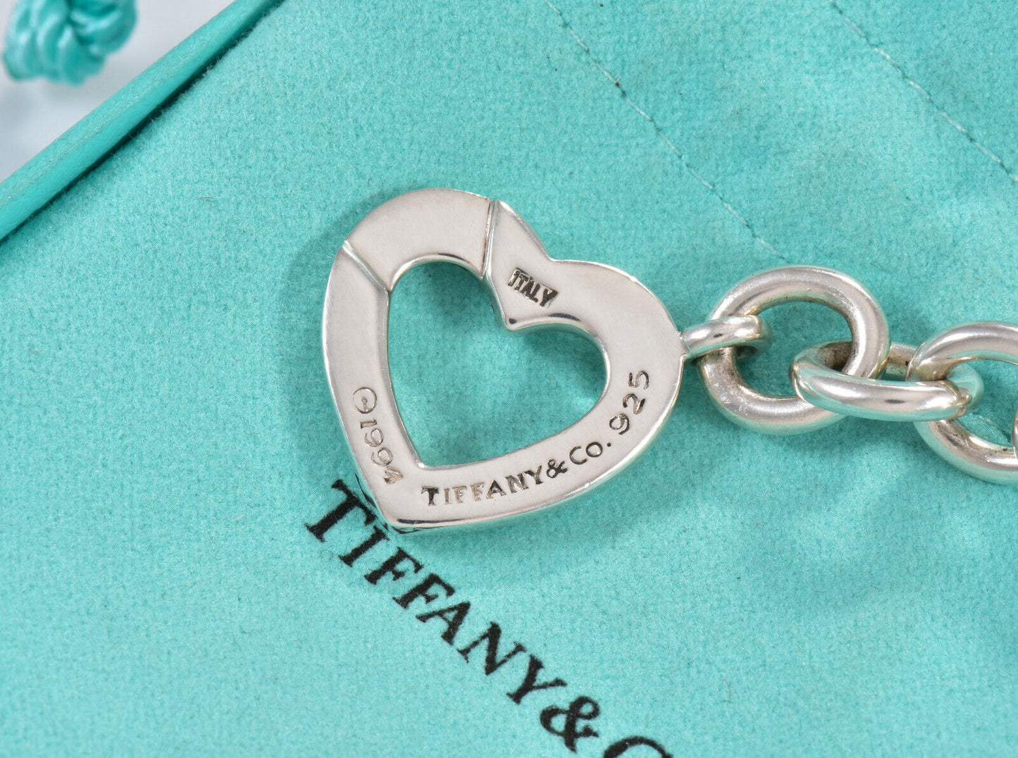 Vintage Tiffany & Co Silver Heart Arrow Toggle Chain 18" Necklace in Pouch Rare