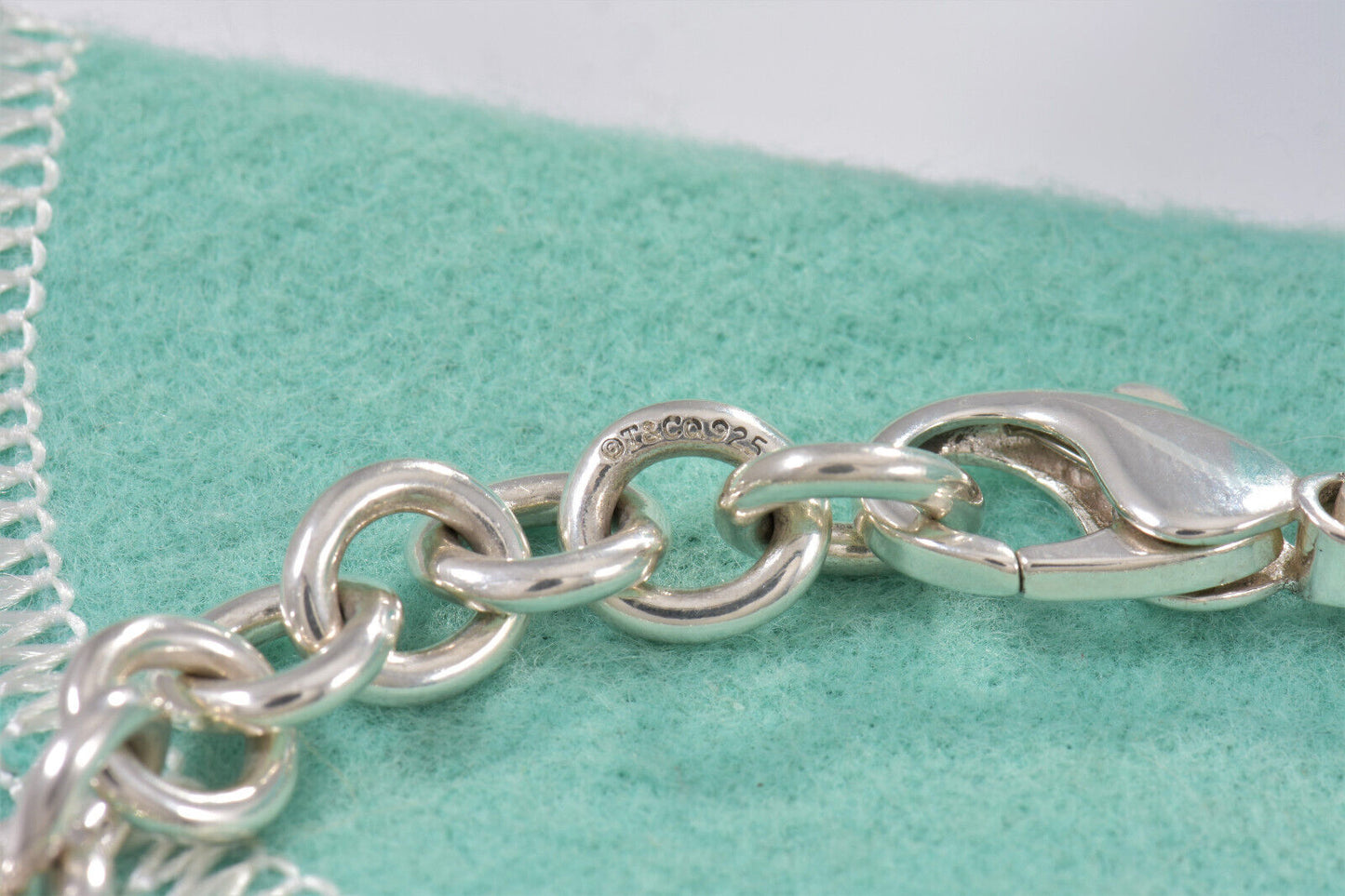 Tiffany & Co Silver Five Open Heart Multi Charm 7.5" Chain Bracelet Dangle 5