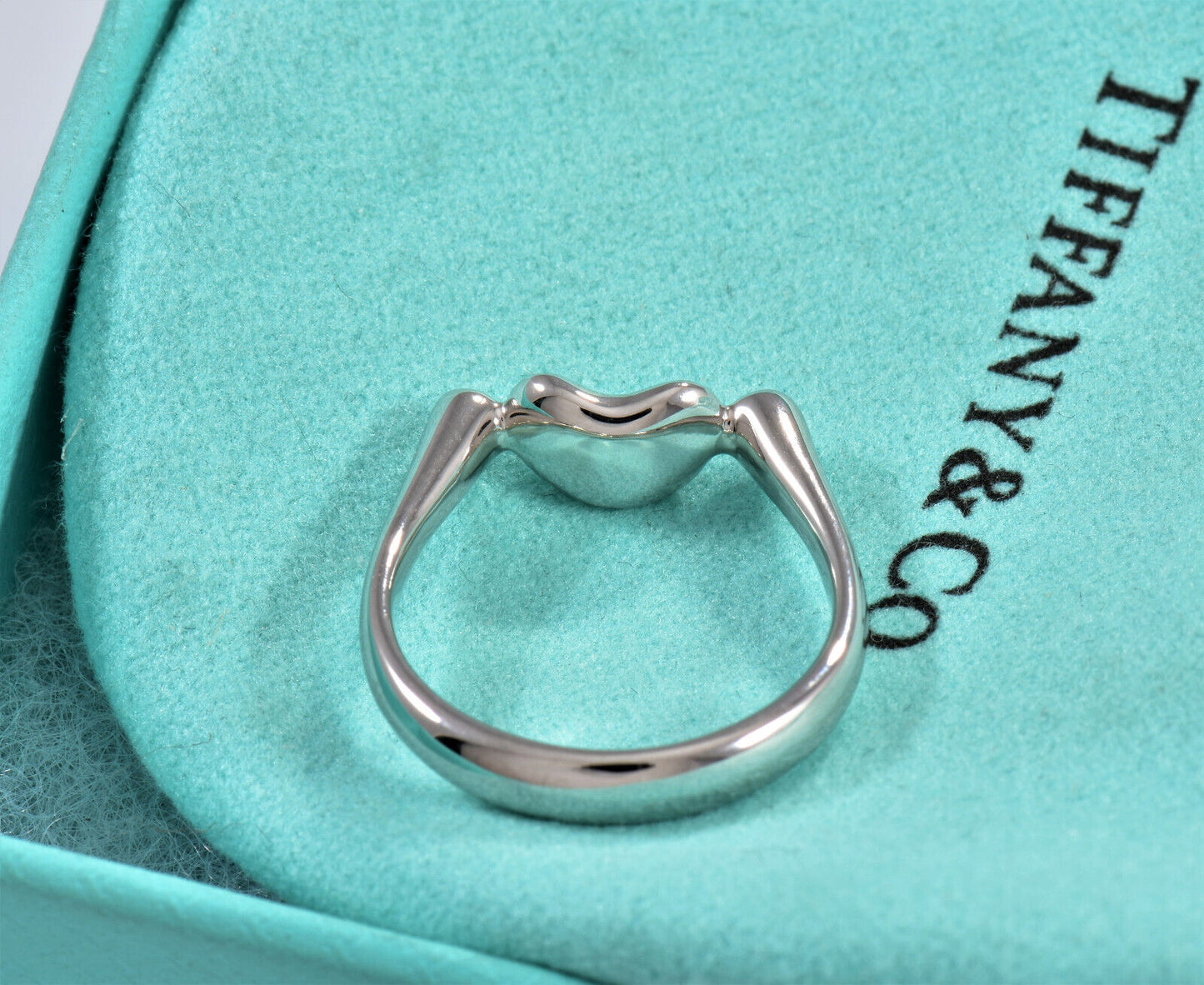 Tiffany & Co Diamond Platinum Elsa Peretti Bean Ring Size 5.5 in Box Pouch Rare