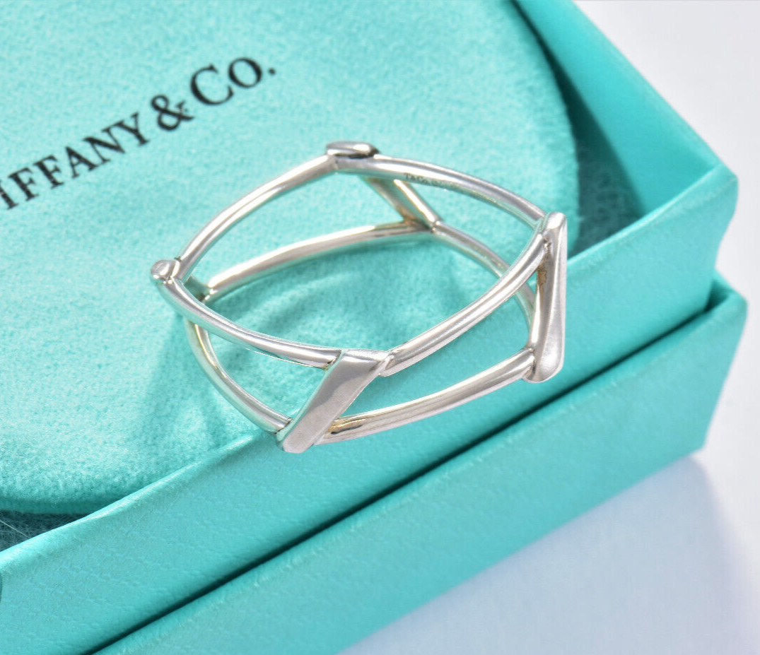 Size 11.5 Tiffany & Co Frank Gehry Sterling Silver Open Torque Square Ring Rare