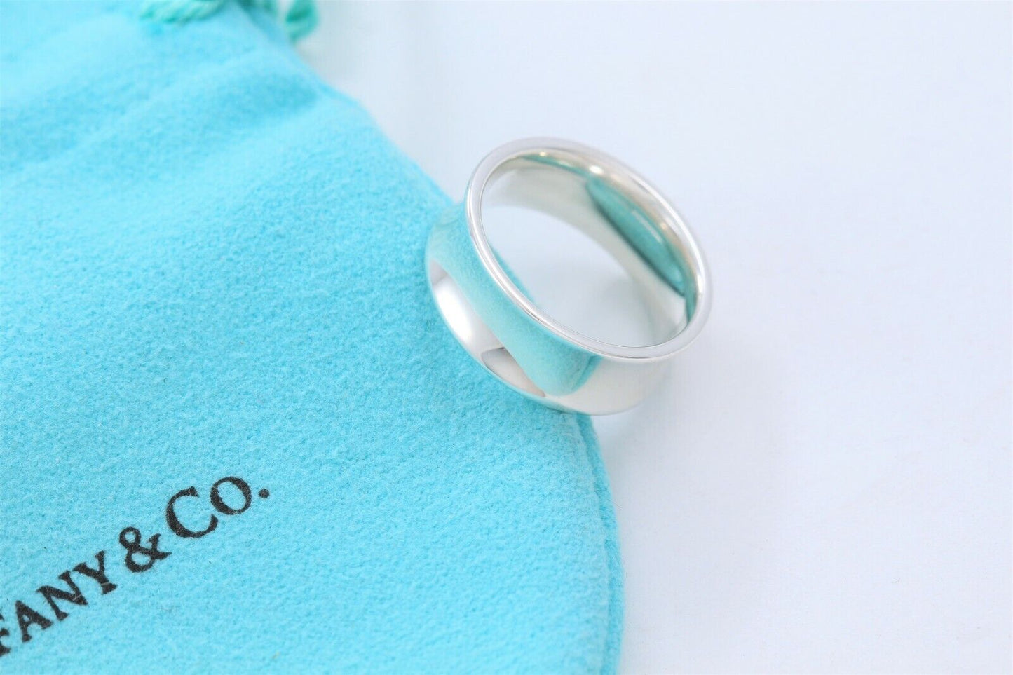 Tiffany & Co Sterling Silver 1837 Medium Ring Size 7 Band in Pouch New Version