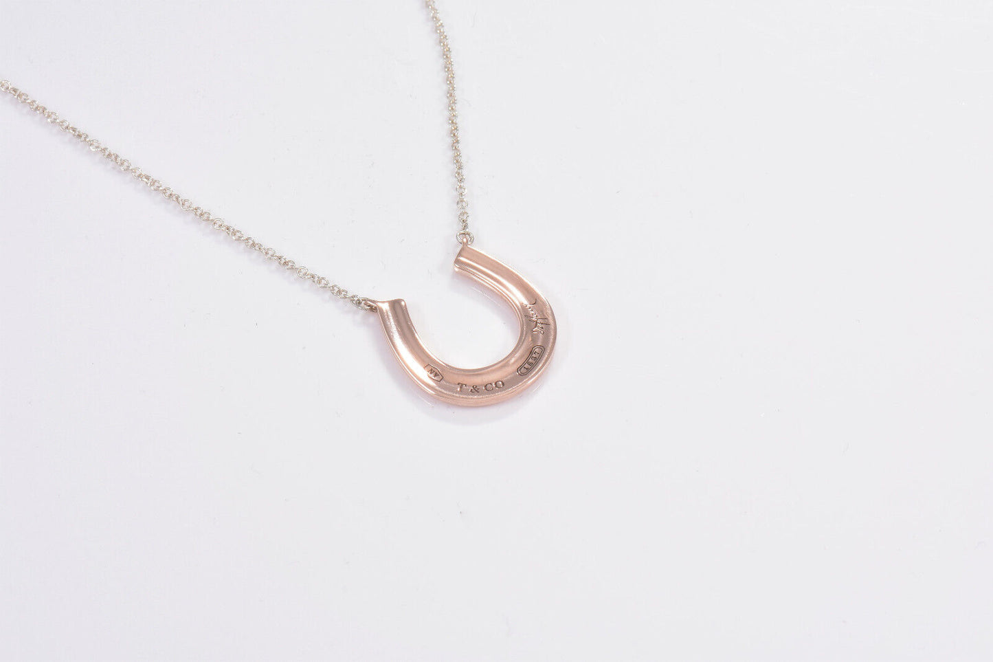 Tiffany & Co Rubedo Gold Sterling Silver 1837 Horseshoe Pendant XL 21" Necklace