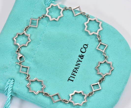 Tiffany & Co Silver Paloma Picasso Marrakesh Star Link 8" Chain Bracelet Rare