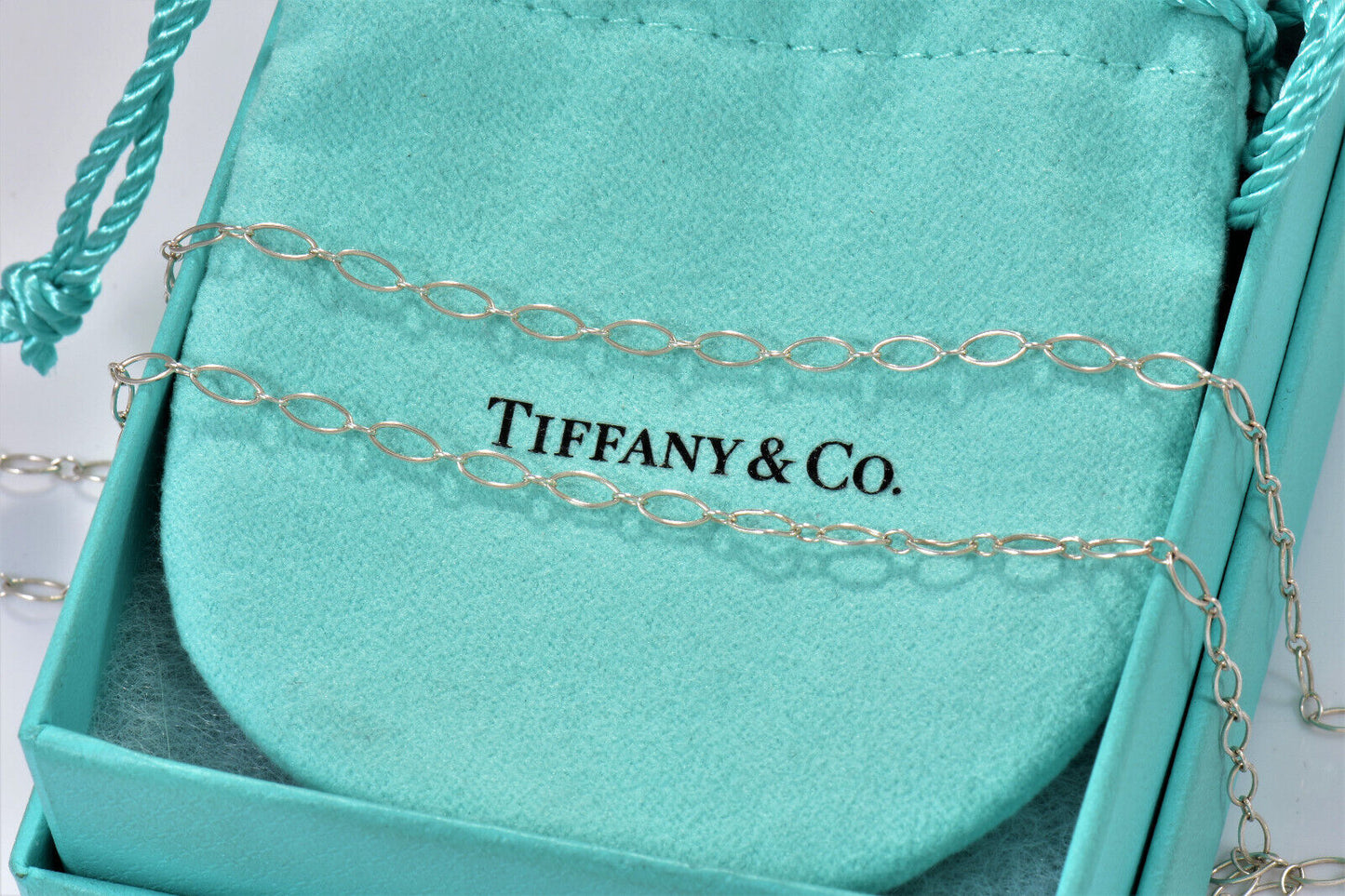 Tiffany & Co Sterling Silver Oval Chain Link XL 20.25" Necklace with Pouch Gift