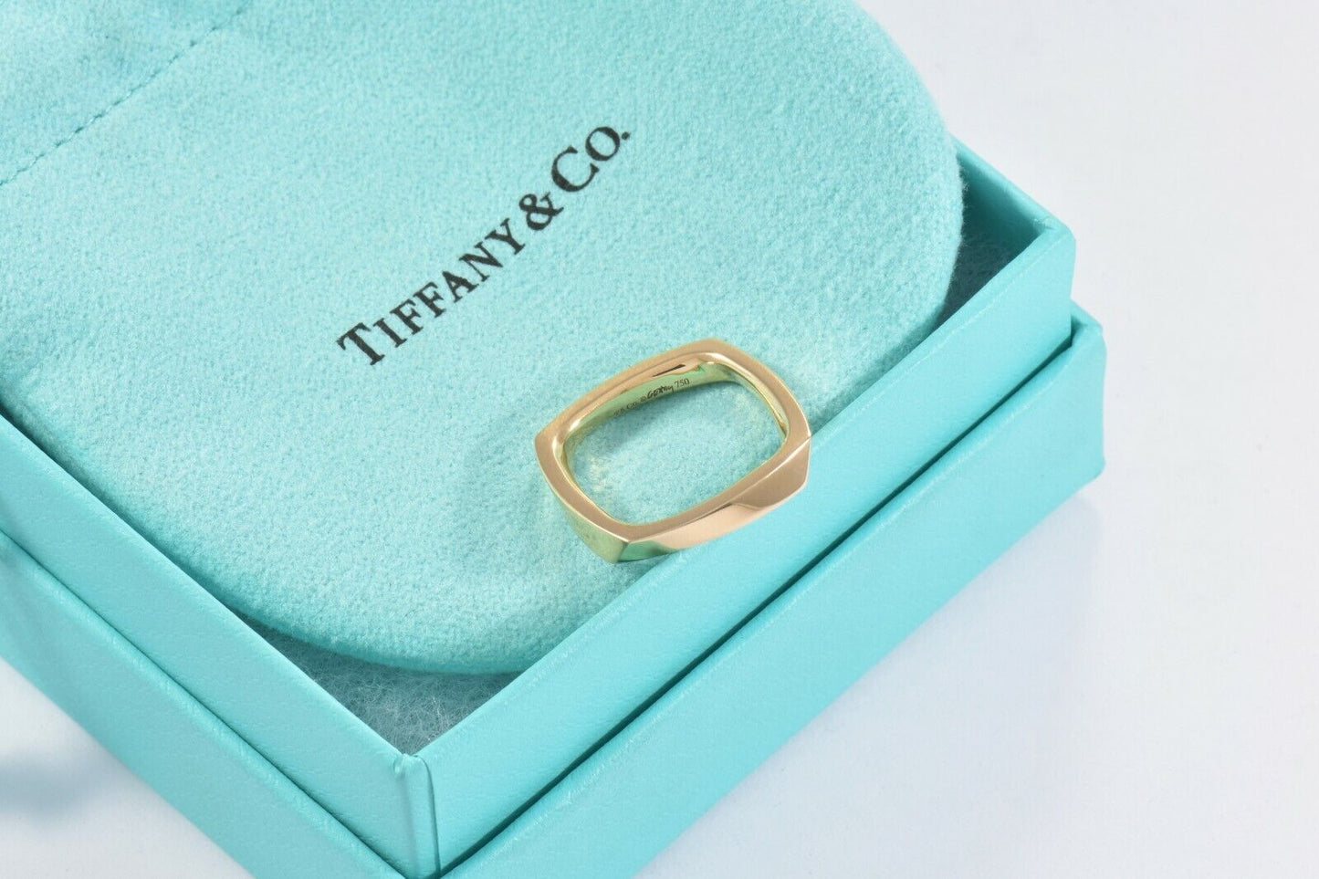 Tiffany & Co Frank Gehry 18K Yellow Gold Torque Square Ring Size 6 Rare in Box