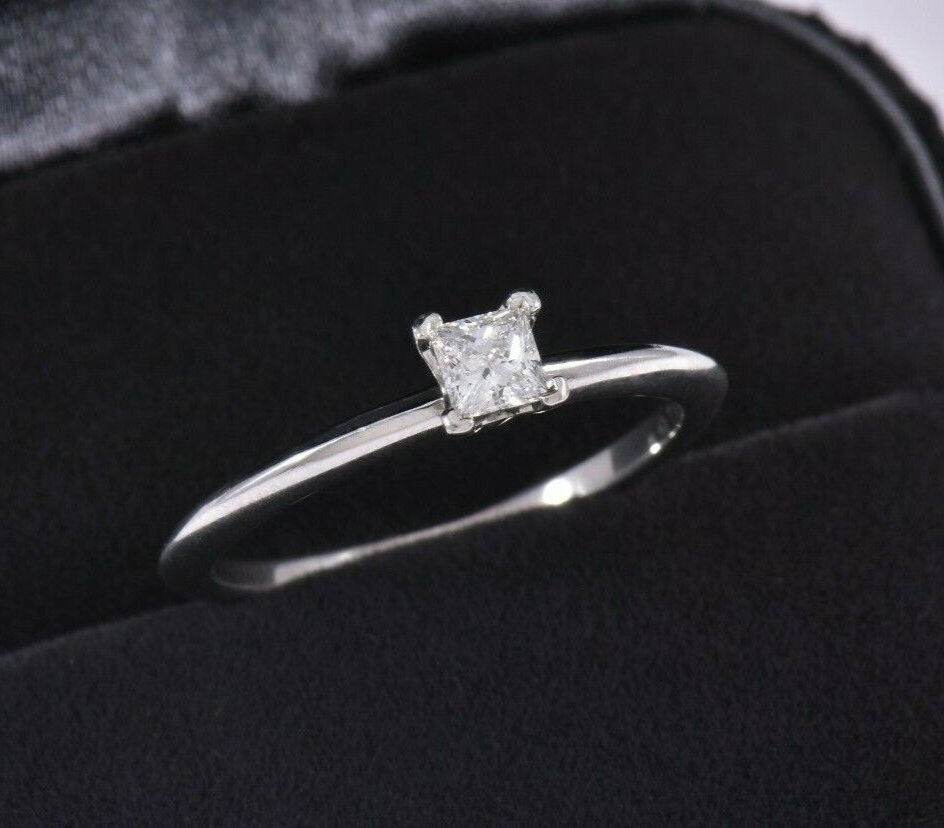 Tiffany & Co Platinum .23 ct Solitaire Diamond Knife Edge Band Ring Size 7 Boxed