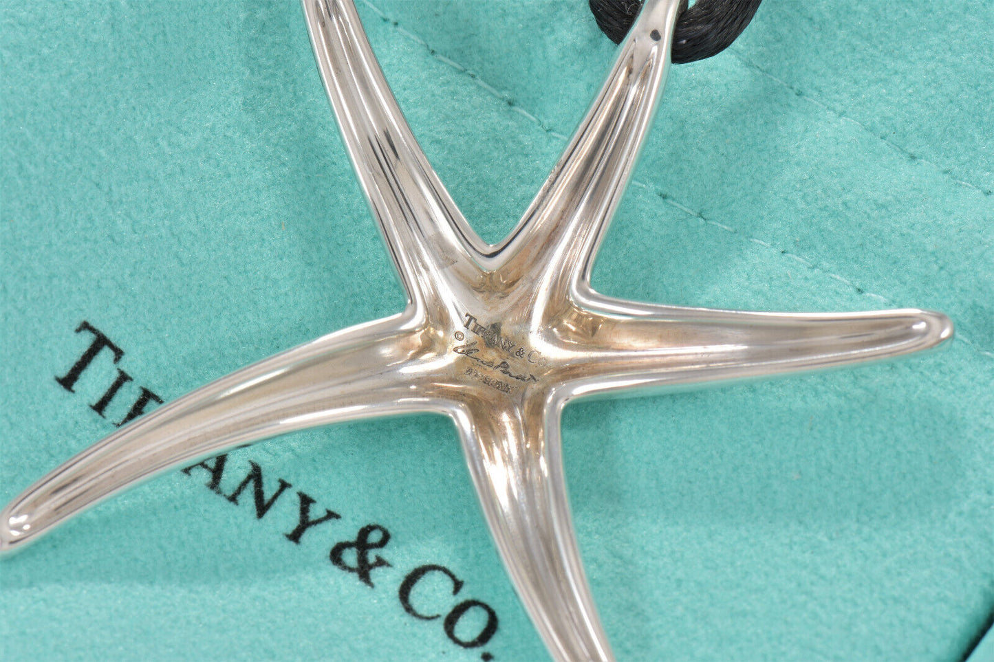 Tiffany & Co Silver Elsa Peretti Huge Starfish Pendant 26" Large Cord Necklace