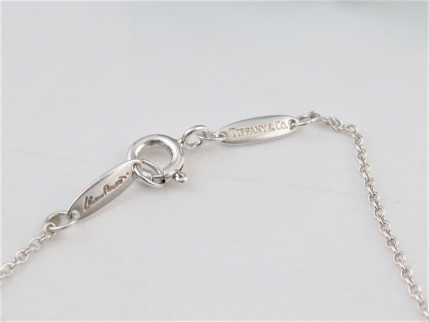 Tiffany & Co Silver Elsa Peretti Small Star Pendant 16" Chain Necklace in Pouch