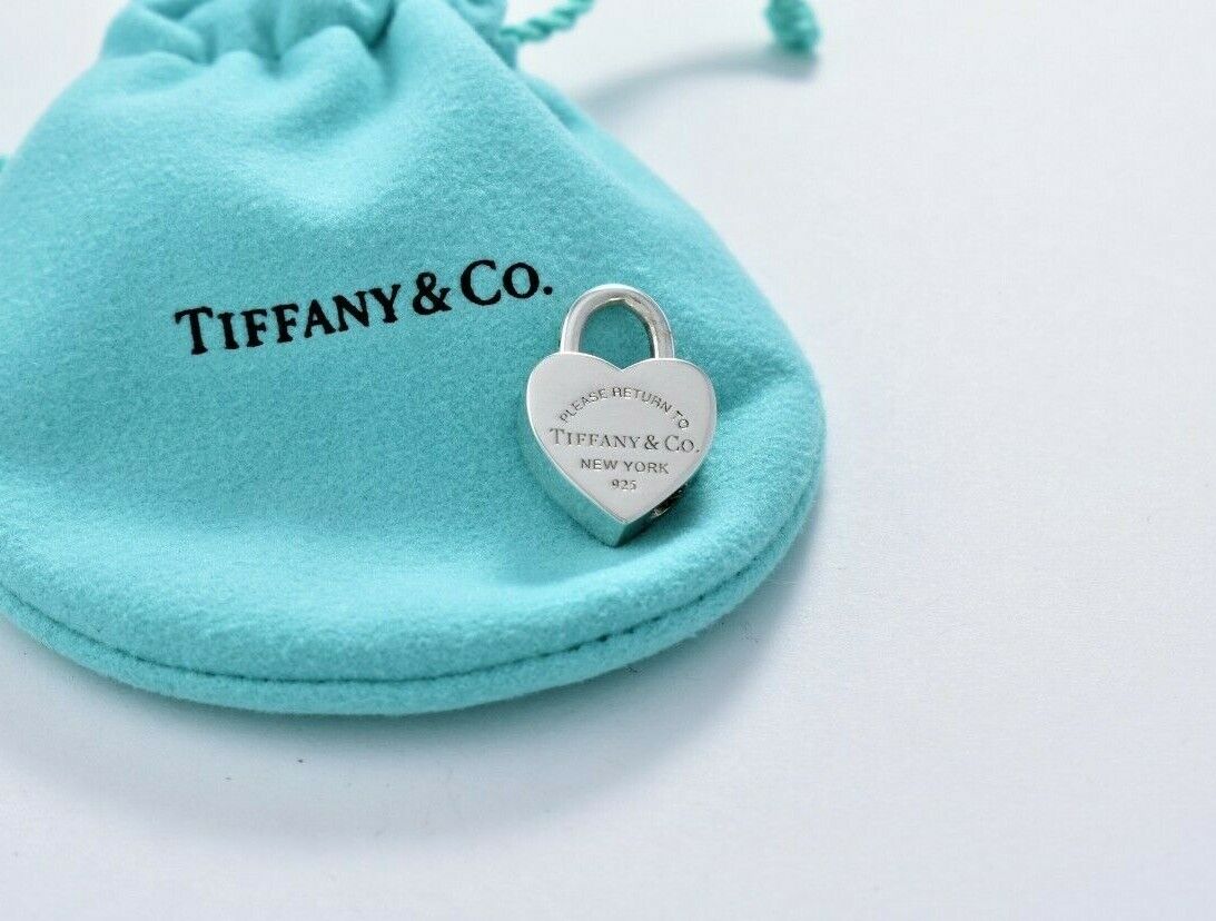 Please Return To Tiffany & Co Silver Heart Padlock Charm Necklace Bracelet Lock