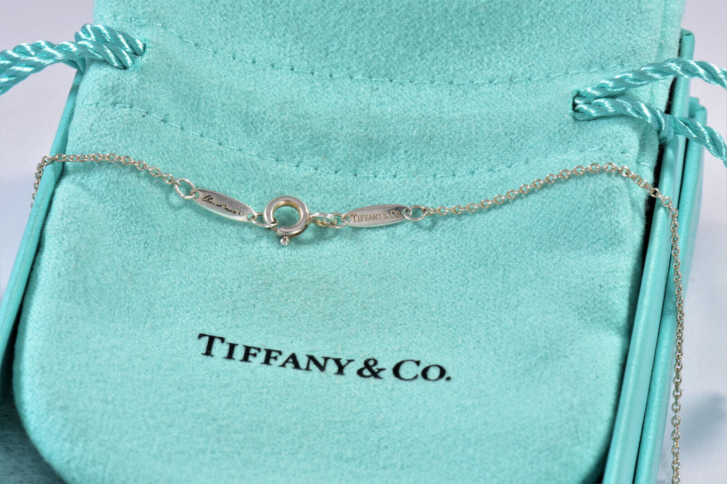 Tiffany & Co Silver Elsa Peretti Alphabet Letter S Necklace in Box Pouch Lovely