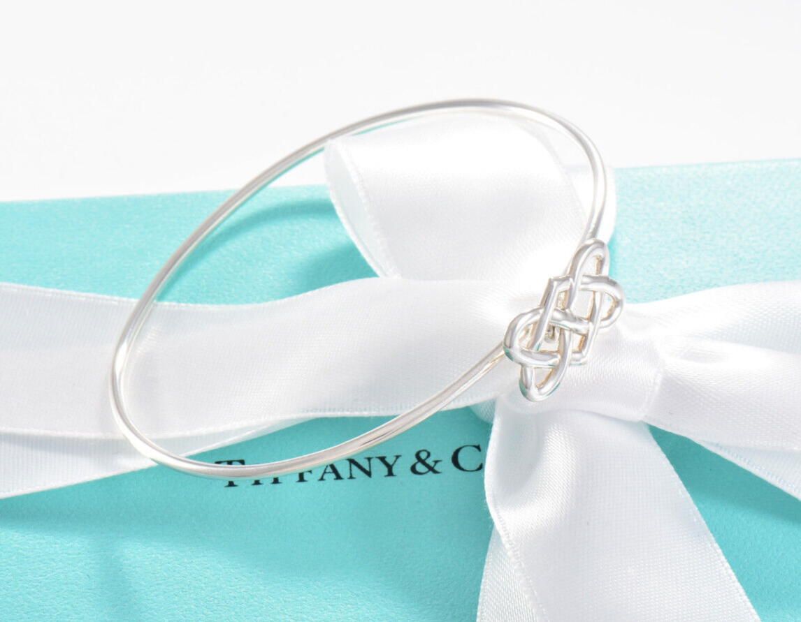 Tiffany & Co Silver Paloma Picasso Celtic Knot Hook 7" Bracelet in Pouch Bangle