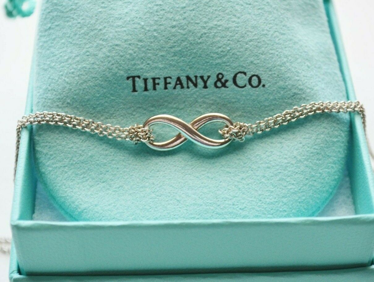 Tiffany & Co Sterling Silver Infinity Pendant 16.25" Double Chain Necklace Only