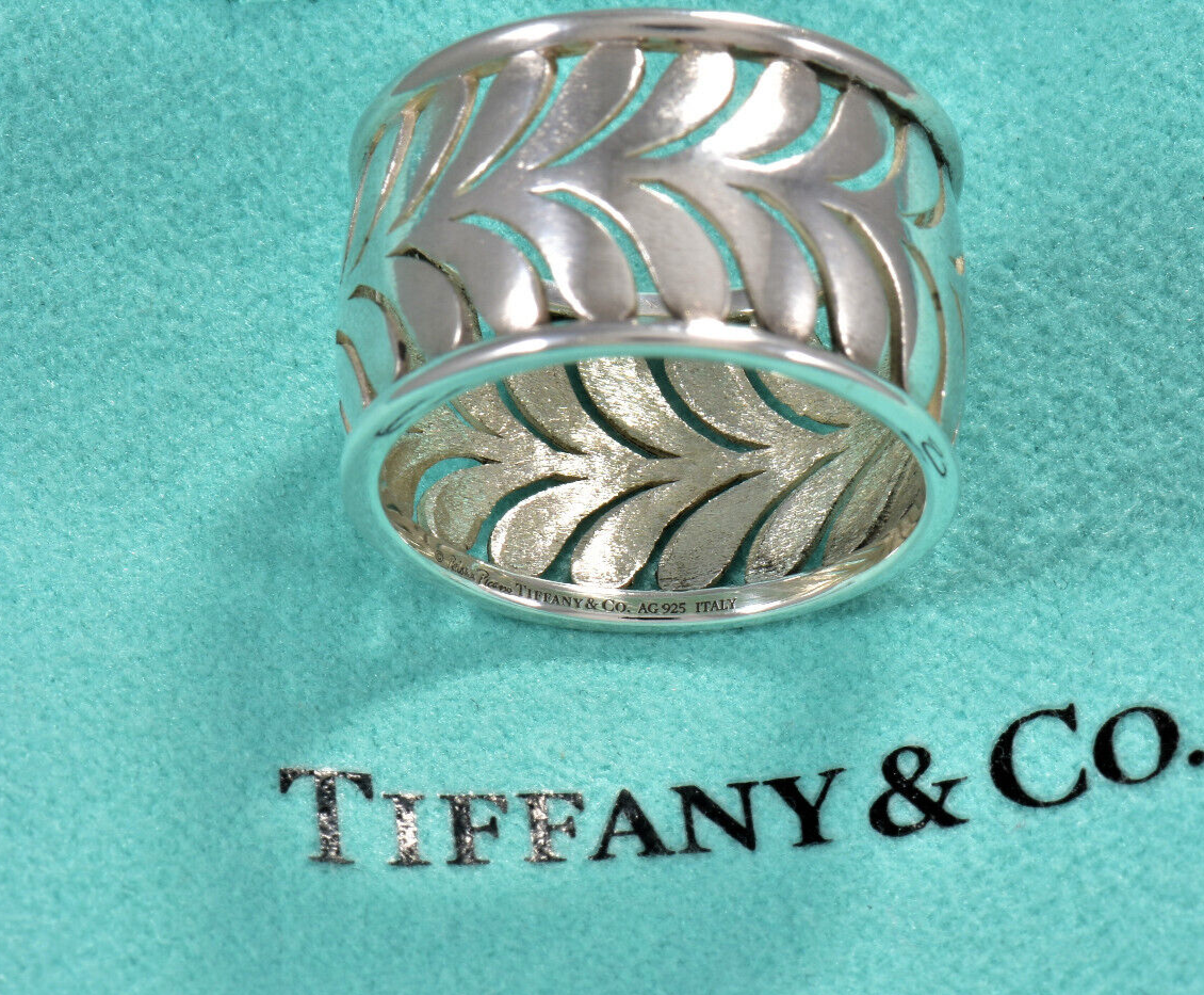 Tiffany & Co Silver Paloma Picasso Villa Palm Leaf Wide Ring Size 6 Band Branch