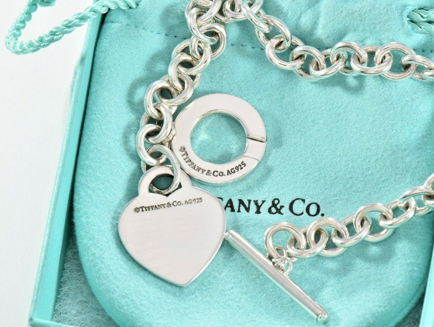 Please Return To Tiffany & Co Silver Toggle Chain Bracelet 8.5" New Version