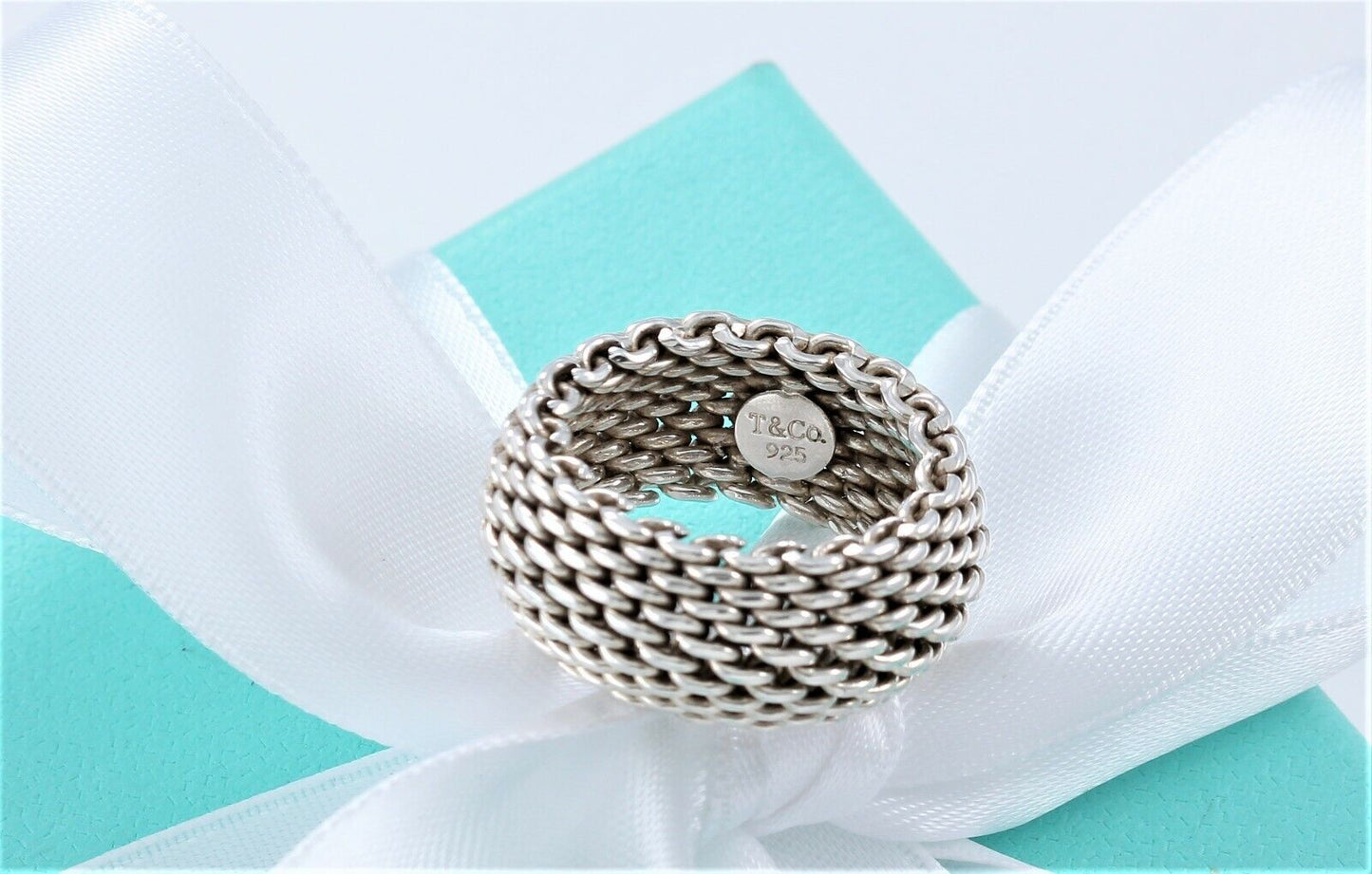 Tiffany & Co Sterling Silver Somerset Mesh Dome Ring Size 6 in Box Pouch Lovely