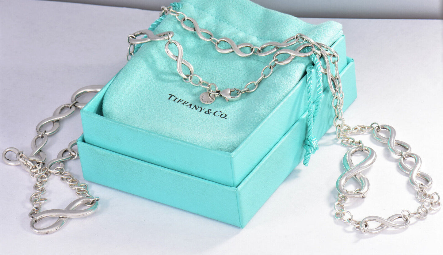 Tiffany & Co Silver Infinity Endless Multi Pendant XL 36” Necklace Heavy Charm