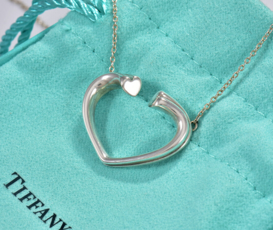 Tiffany & Co Silver Paloma Picasso Large Tenderness Heart Pendant Necklace Boxed