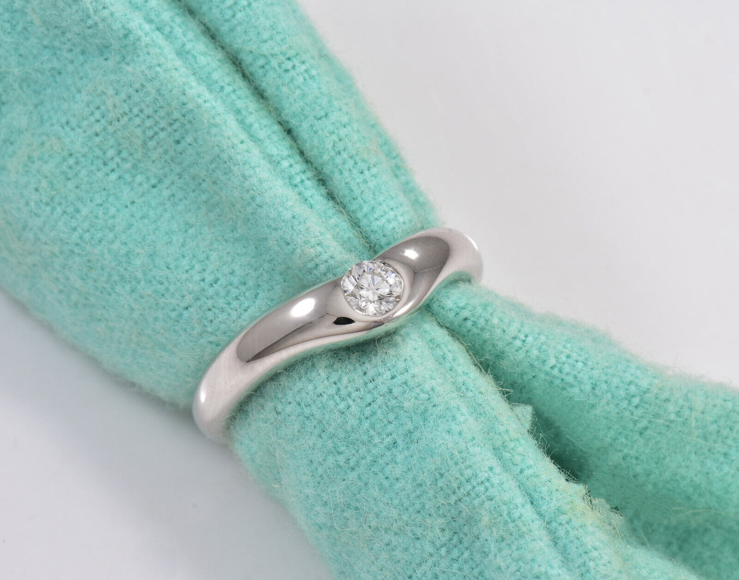 Size 6 Tiffany & Co Platinum 0.18ct Diamond Elsa Peretti Wide Curved Band Ring