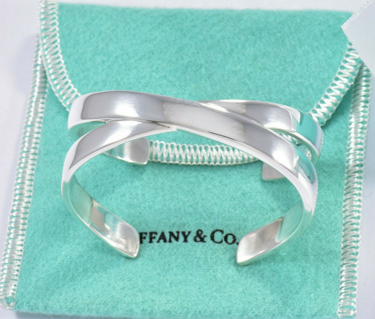 Tiffany & Co Silver Paloma Picasso Graffiti X Cuff Bracelet Size Small in Pouch