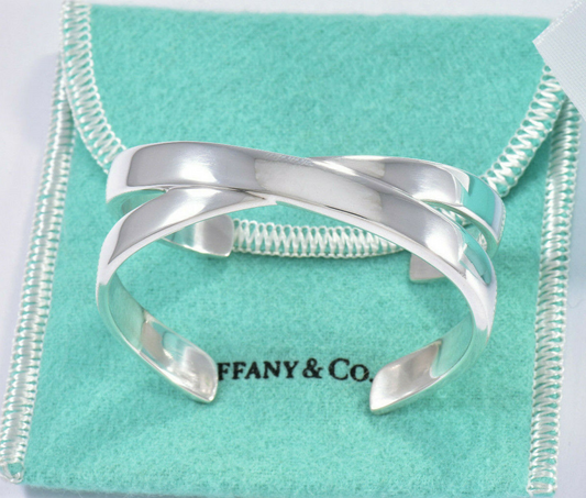 Tiffany & Co Silver Paloma Picasso Graffiti X Cuff Bracelet Size Small in Pouch