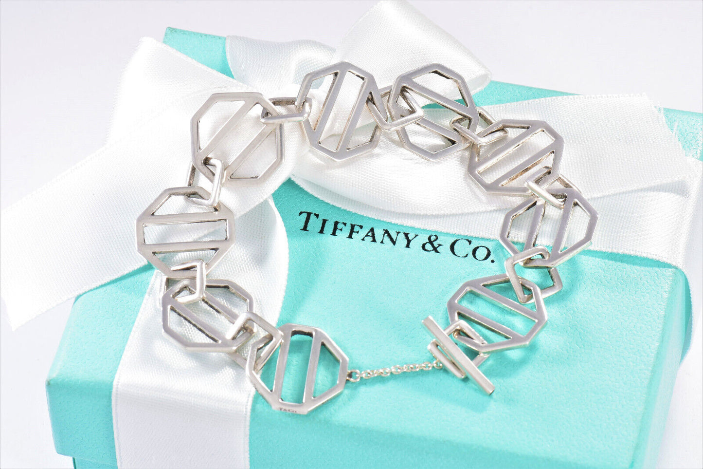 Tiffany & Co Silver Paloma Picasso Zellige Toggle Bracelet 7.5" in Pouch Rare