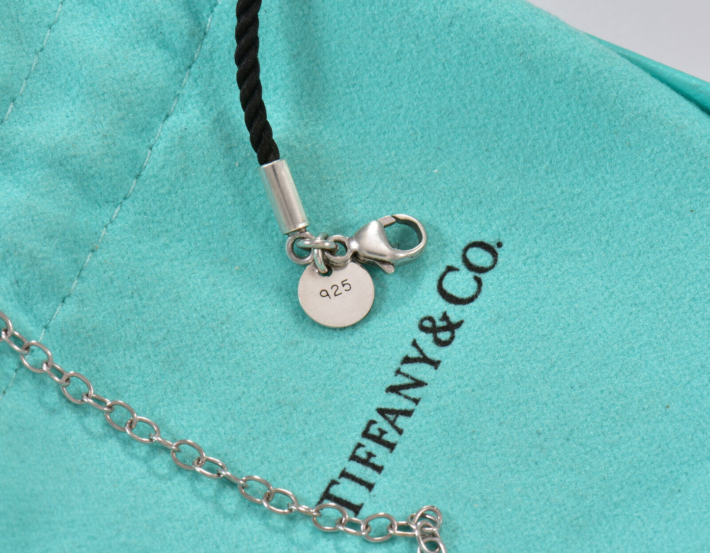 Tiffany & Co Silver Black Onyx NY Address Notes Circle Round Pendant Necklace