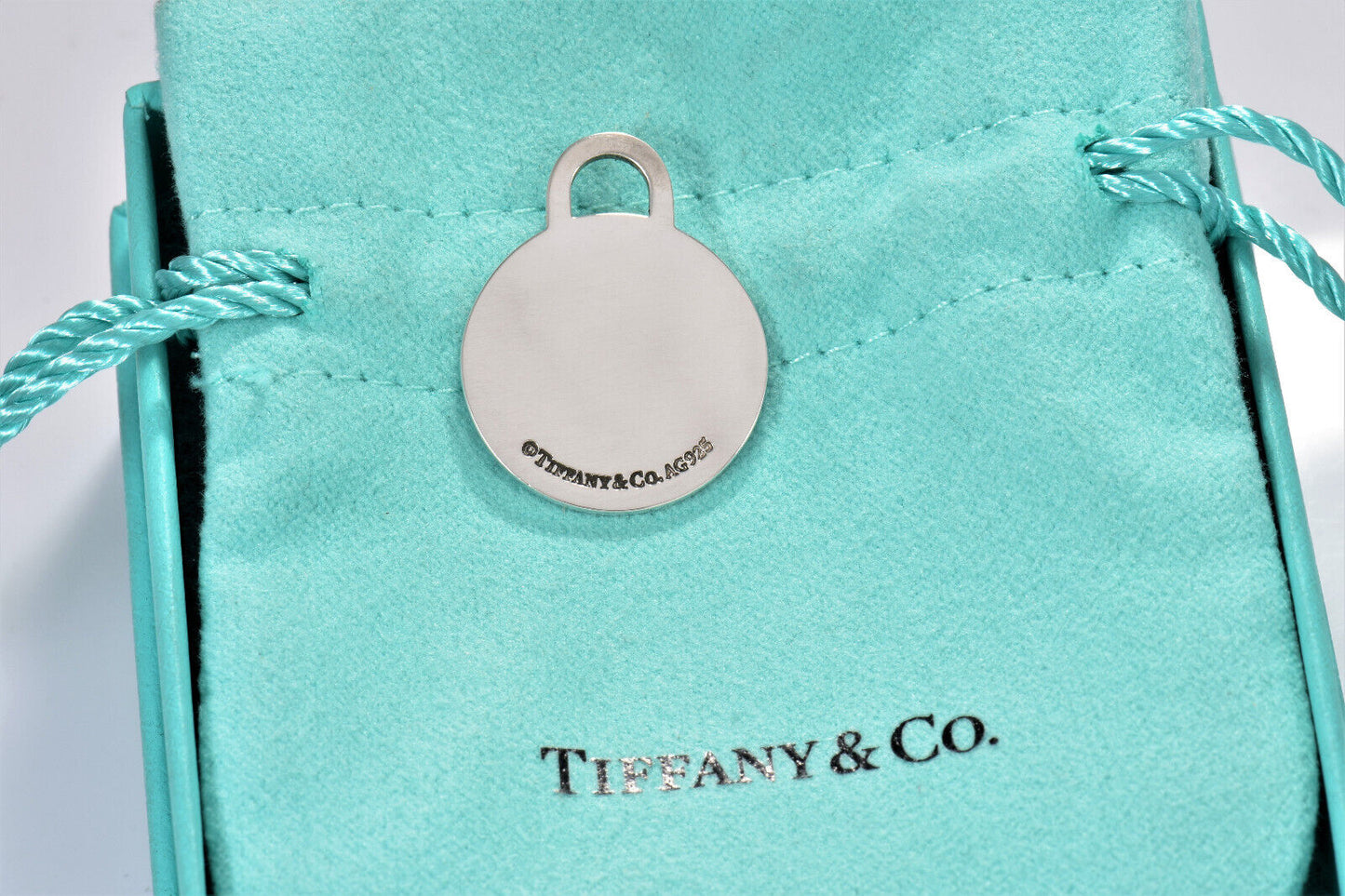 Tiffany & Co Silver Football Circle Round Charm Pendant For Necklace & Bracelet