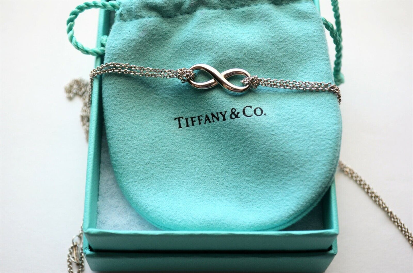 Tiffany & Co Sterling Silver Infinity Pendant 16.25" Double Chain Necklace Only