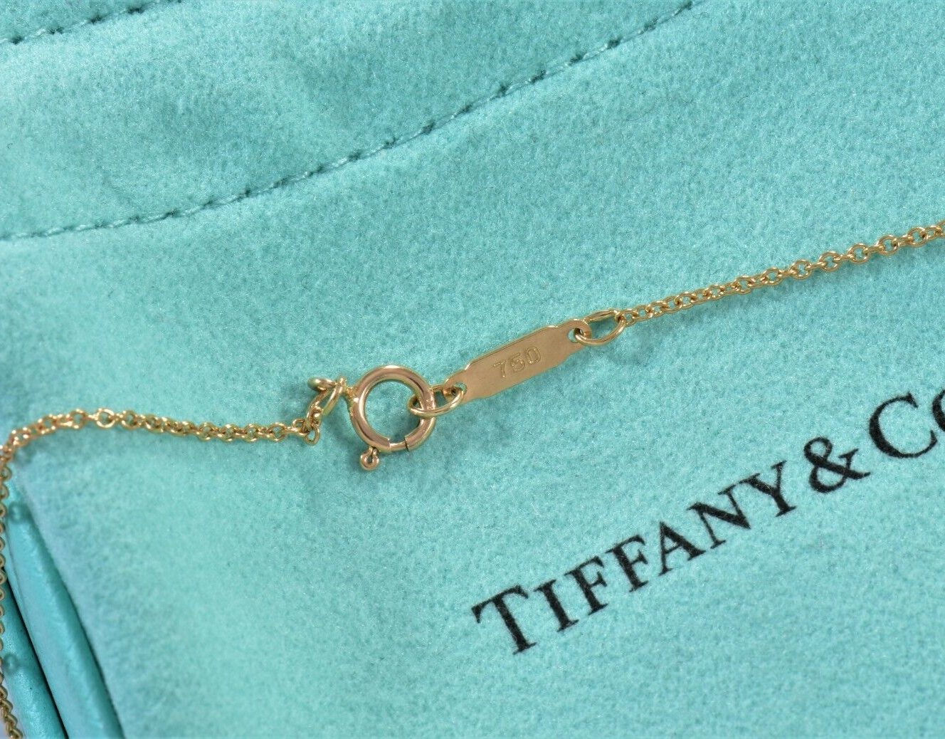 Tiffany & Co 18K Yellow Gold Three Heart Pendant 19" Love Necklace in Box Pouch