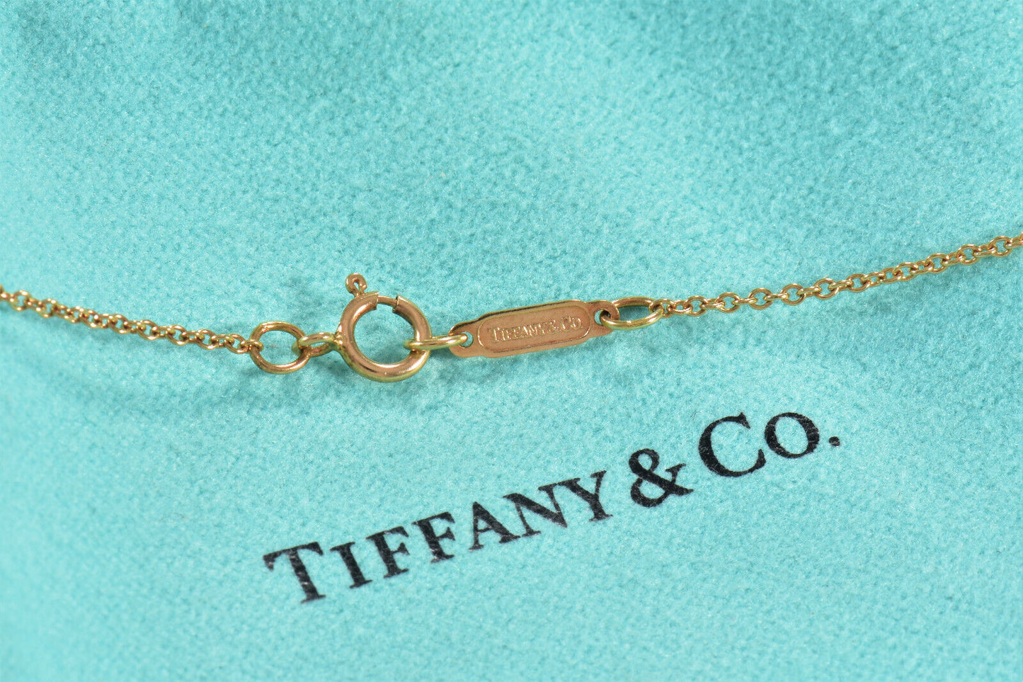 Vintage Quality Tiffany & Co 18K Gold Heart Bow 16.5" Necklace in Box Pouch Rare