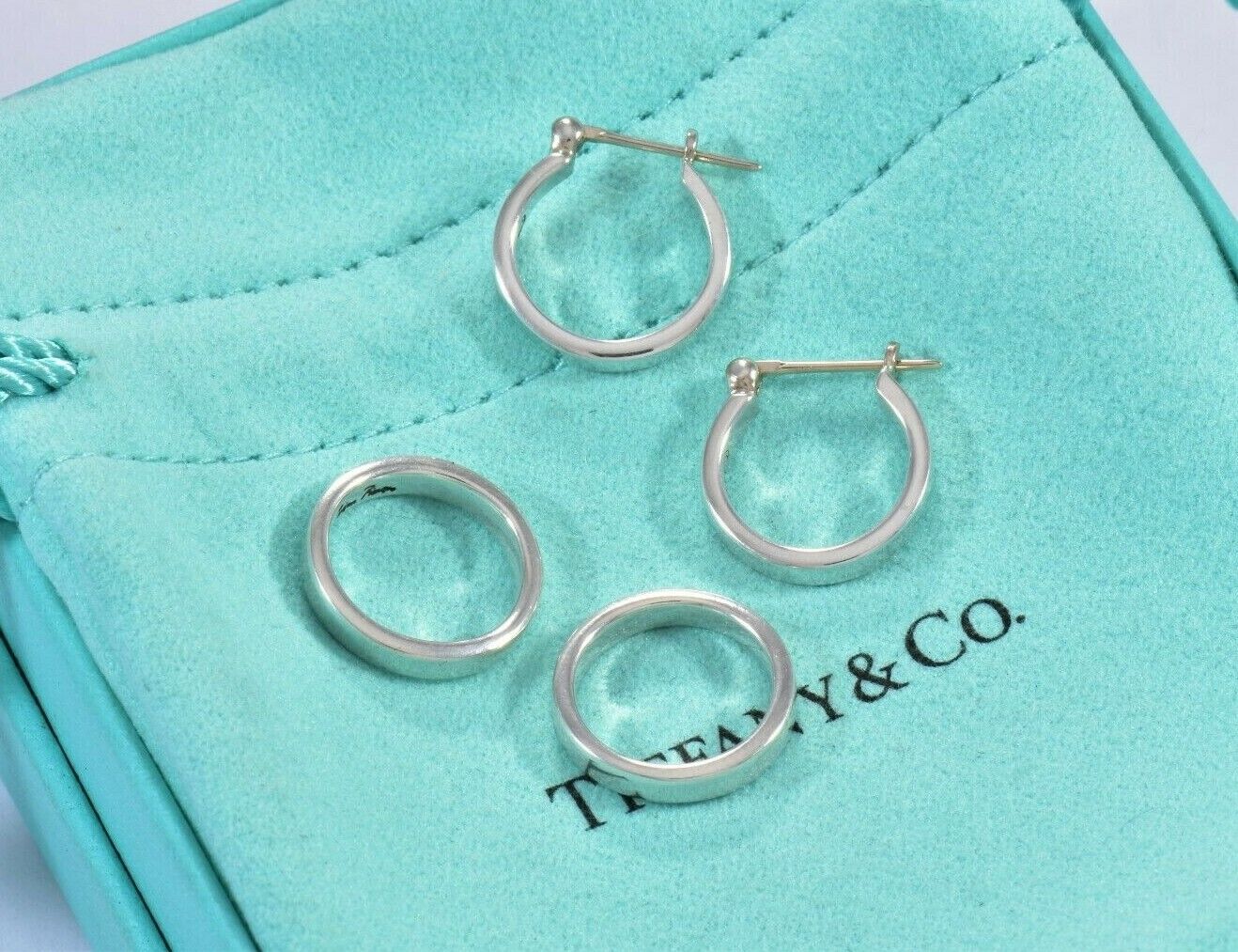 Tiffany & Co Silver 2 In 1 Paloma Picasso Interlock Hoop Dangle Earrings & Pouch