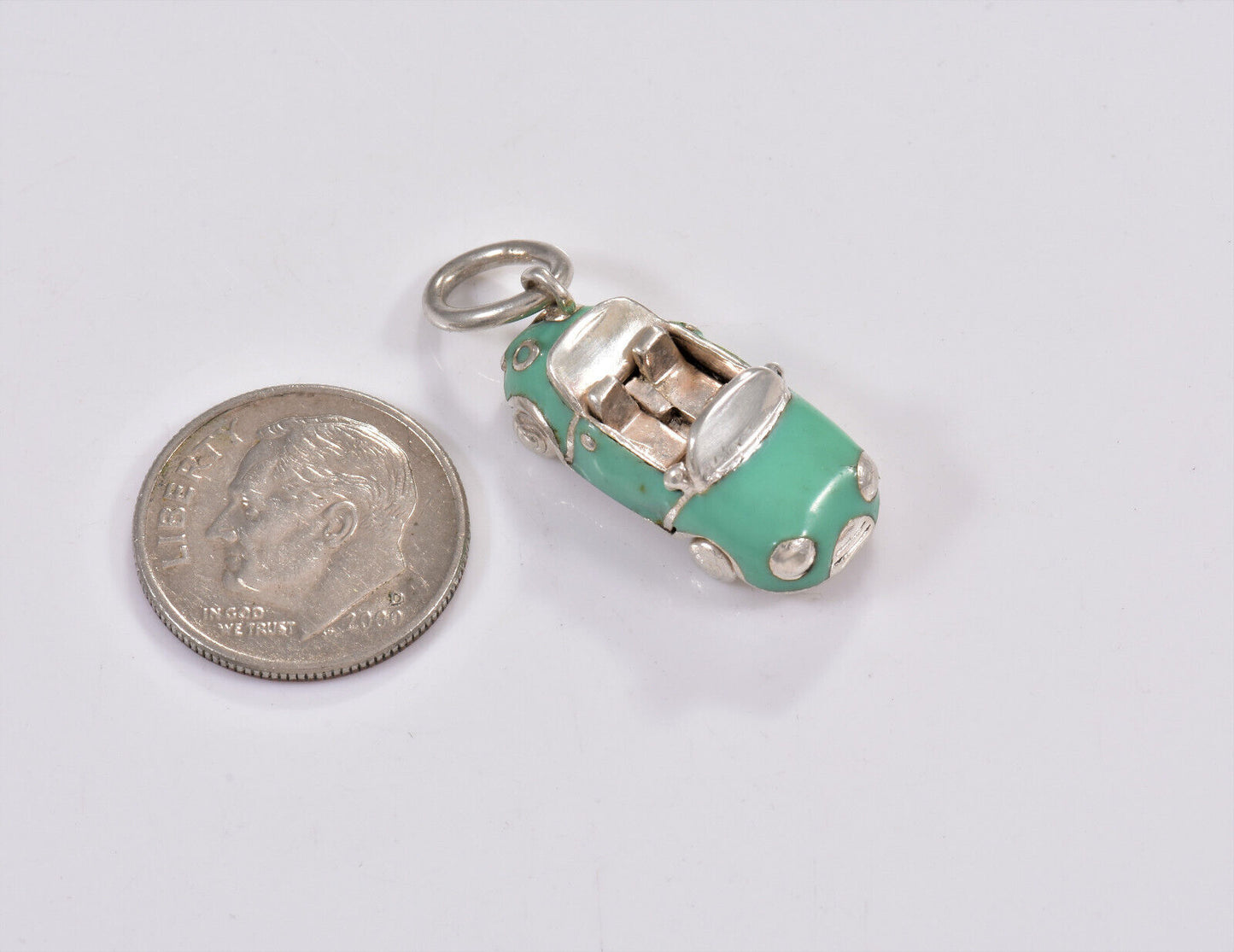 Tiffany & Co Silver Blue Enamel Convertible Car Charm for Bracelet Necklace Rare