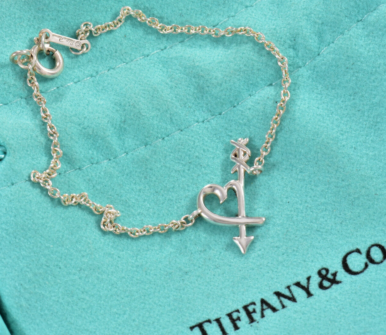 Tiffany & Co Silver Paloma Picasso Loving Heart Arrow 6" Small Chain Bracelet