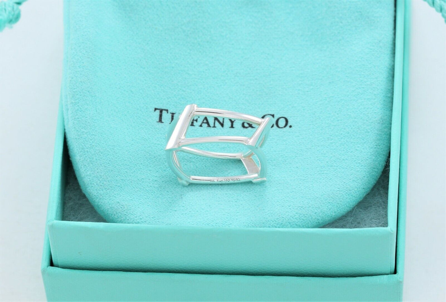 Tiffany & Co Frank Gehry Sterling Silver Open Torque Square Ring Size 6.5 Rare