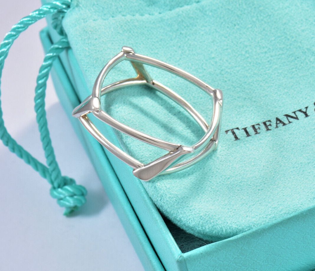 Size 11.5 Tiffany & Co Frank Gehry Sterling Silver Open Torque Square Ring Rare