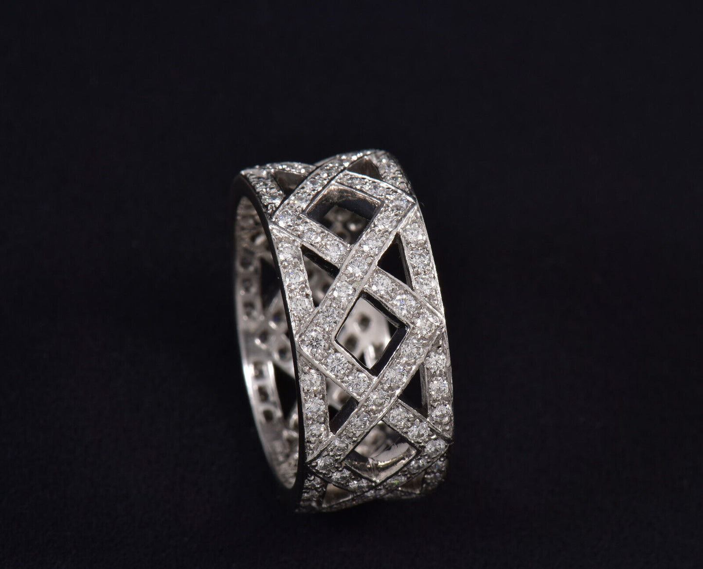 Tiffany & Co Platinum .64ct Diamond Legacy Ring Size 5 Wide Band Eternity  Weave